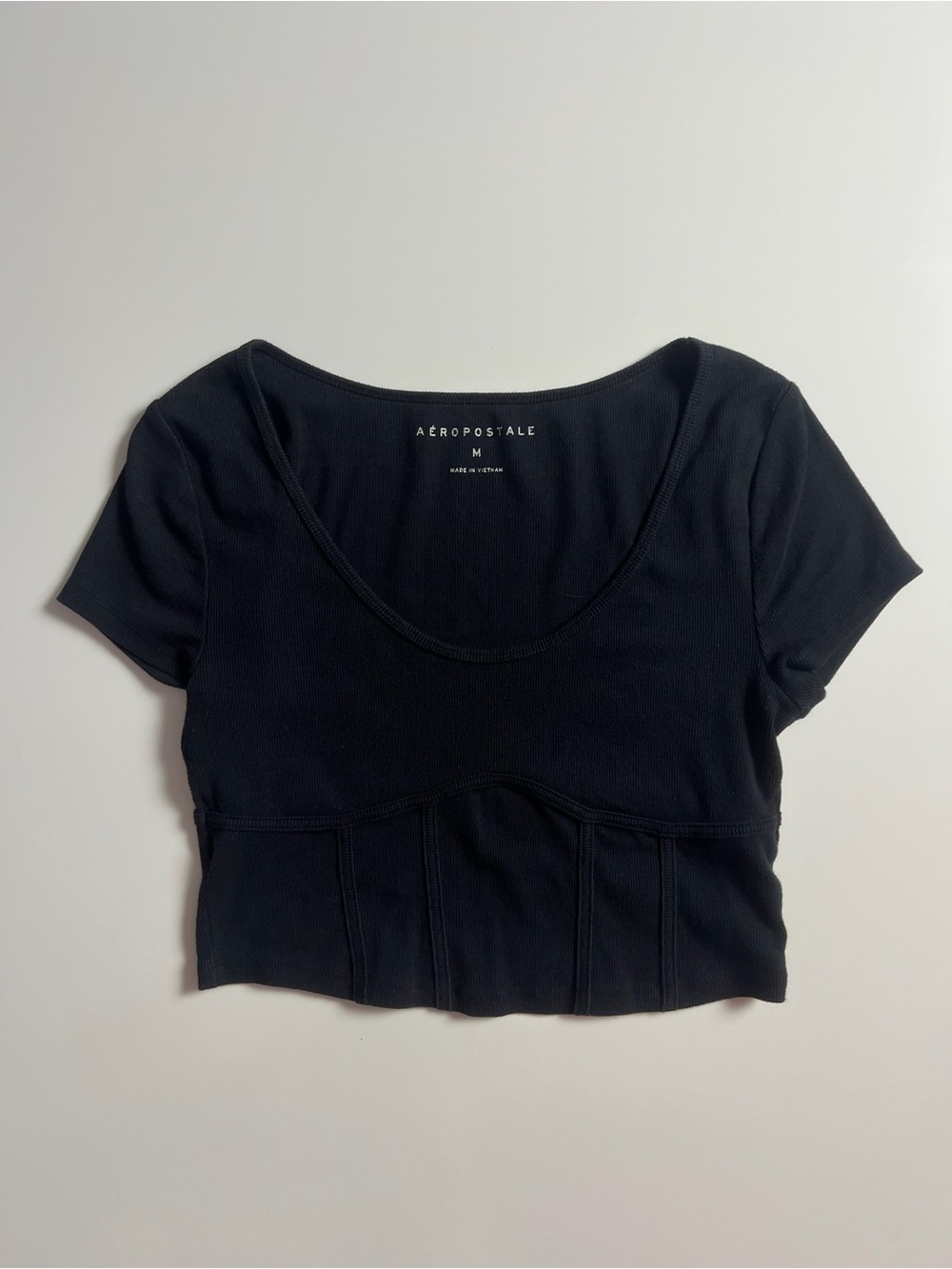Aeropostale Corset Detail Crop Top, Black, Size M